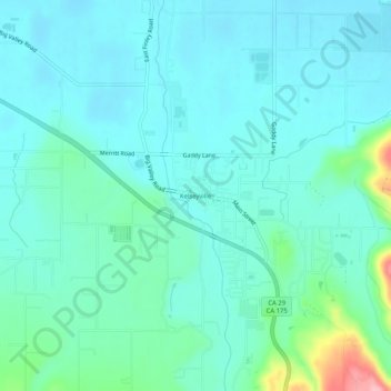 Kelseyville topographic map, elevation, terrain
