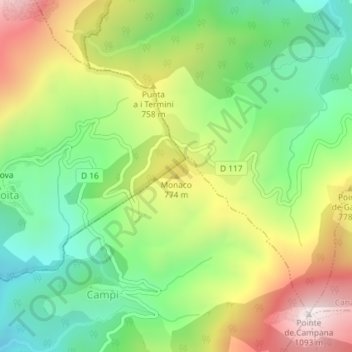 Monaco topographic map, elevation, terrain