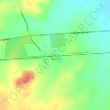 Anakie topographic map, elevation, terrain