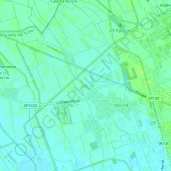 Fontana Gata topographic map, elevation, terrain