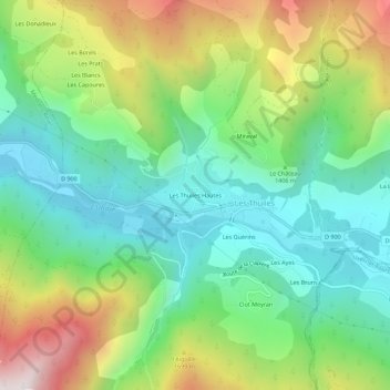 Les Thuiles Hautes topographic map, elevation, terrain