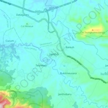Jantho topographic map, elevation, terrain
