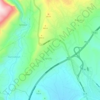 Çopurlu topographic map, elevation, terrain