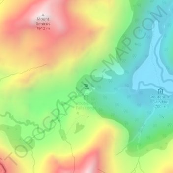Routeburn Falls topographic map, elevation, terrain