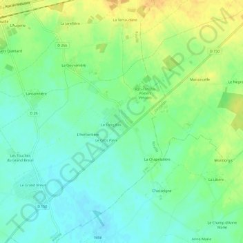 Venours topographic map, elevation, terrain