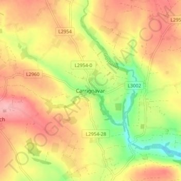 Carrignavar topographic map, elevation, terrain