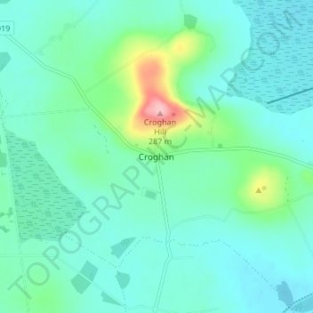 Croghan topographic map, elevation, terrain