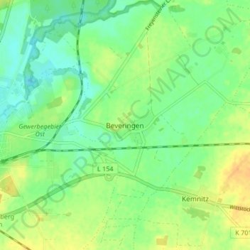 Beveringen topographic map, elevation, terrain