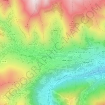 Séguillous topographic map, elevation, terrain