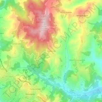 San Marino topographic map, elevation, terrain