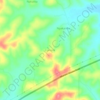Lyezere topographic map, elevation, terrain