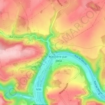 Hastière-Lavaux topographic map, elevation, terrain