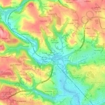 Kerben topographic map, elevation, terrain