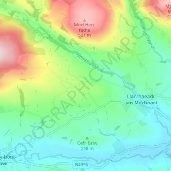 Cefn Coch topographic map, elevation, terrain