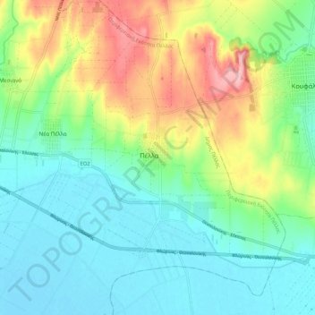 Pella topographic map, elevation, terrain