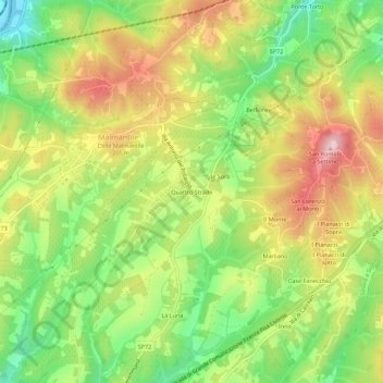 Quattro Strade topographic map, elevation, terrain