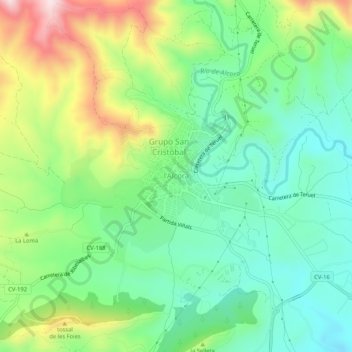 Alcora topographic map, elevation, terrain