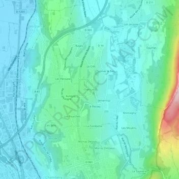 Chef-Lieu topographic map, elevation, terrain