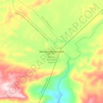 Monkey Mountain topographic map, elevation, terrain