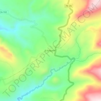 El Empalme topographic map, elevation, terrain