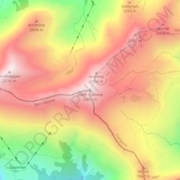 Höch Gumme topographic map, elevation, terrain