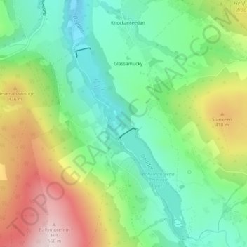 Glenasmole topographic map, elevation, terrain
