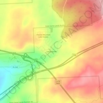 Leonardsville topographic map, elevation, terrain