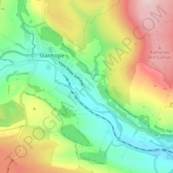Shittlehope topographic map, elevation, terrain