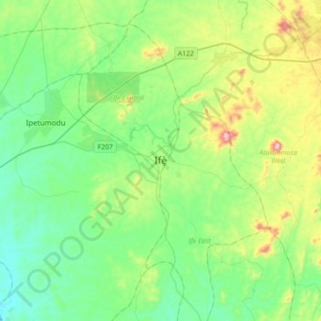 Ife topographic map, elevation, terrain