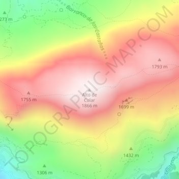 Alto de Calar topographic map, elevation, terrain