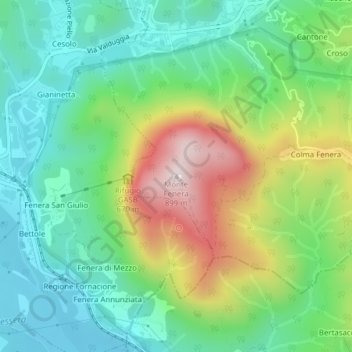 Monte Fenera topographic map, elevation, terrain