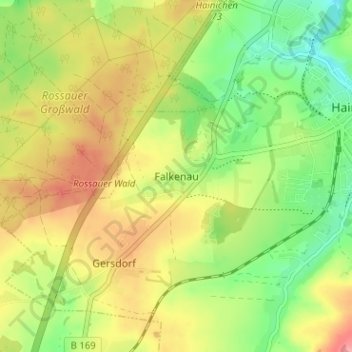 Falkenau topographic map, elevation, terrain