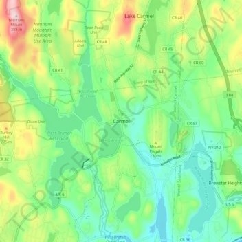 Carmel topographic map, elevation, terrain