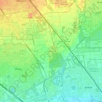 Castellazzo topographic map, elevation, terrain