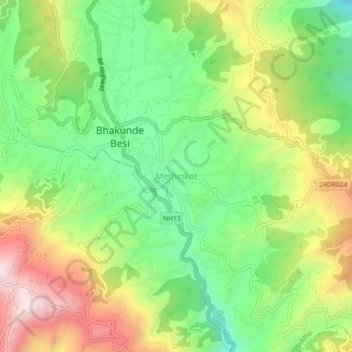 Methinkot topographic map, elevation, terrain