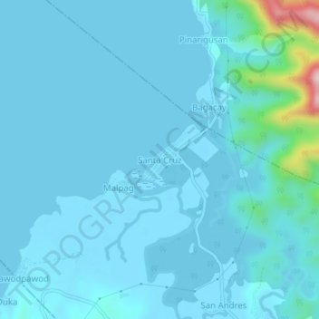 Santa Cruz topographic map, elevation, terrain