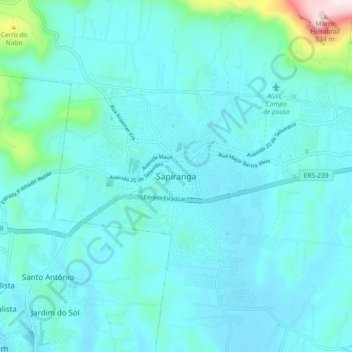 Sapiranga topographic map, elevation, terrain