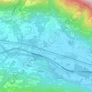 Brecchi topographic map, elevation, terrain