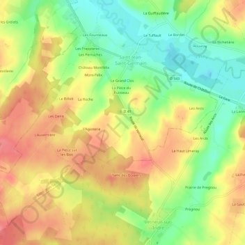 La Bérangerie topographic map, elevation, terrain