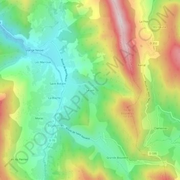 Sauzet topographic map, elevation, terrain