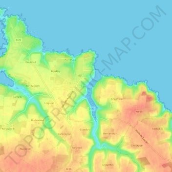 Sauzon topographic map, elevation, terrain