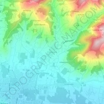 Candeglia topographic map, elevation, terrain