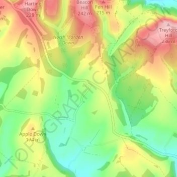 North Marden topographic map, elevation, terrain