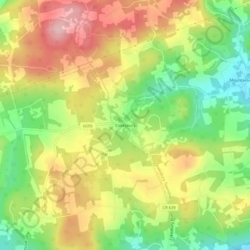 Cokesbury topographic map, elevation, terrain