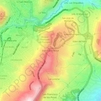 Entrada Forestal topographic map, elevation, terrain