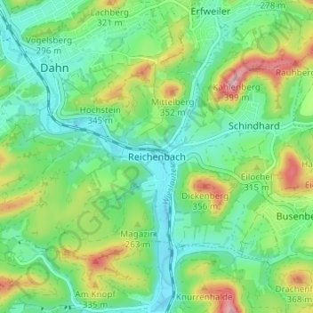 Reichenbach topographic map, elevation, terrain
