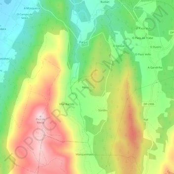 Moucos topographic map, elevation, terrain