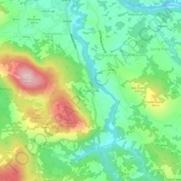 Novo Selo topographic map, elevation, terrain