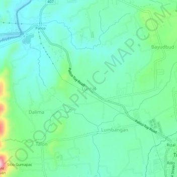 Luntal topographic map, elevation, terrain