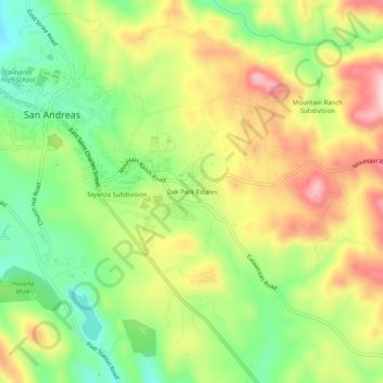 Oak Park Estates topographic map, elevation, terrain